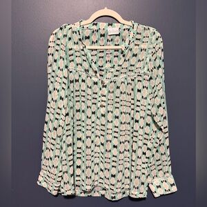 Dolan Women's Blouse - Mint and Black Pattern